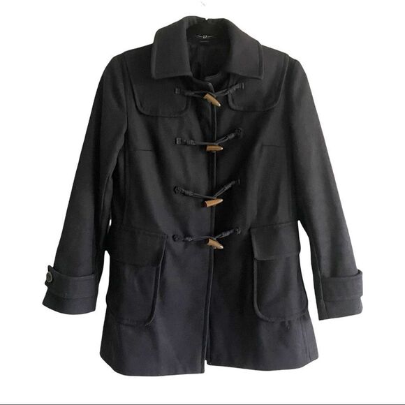 GAP Wool Paddington Toggle Winter Coat Hood Navy Blue XS - Picture 1 of 8